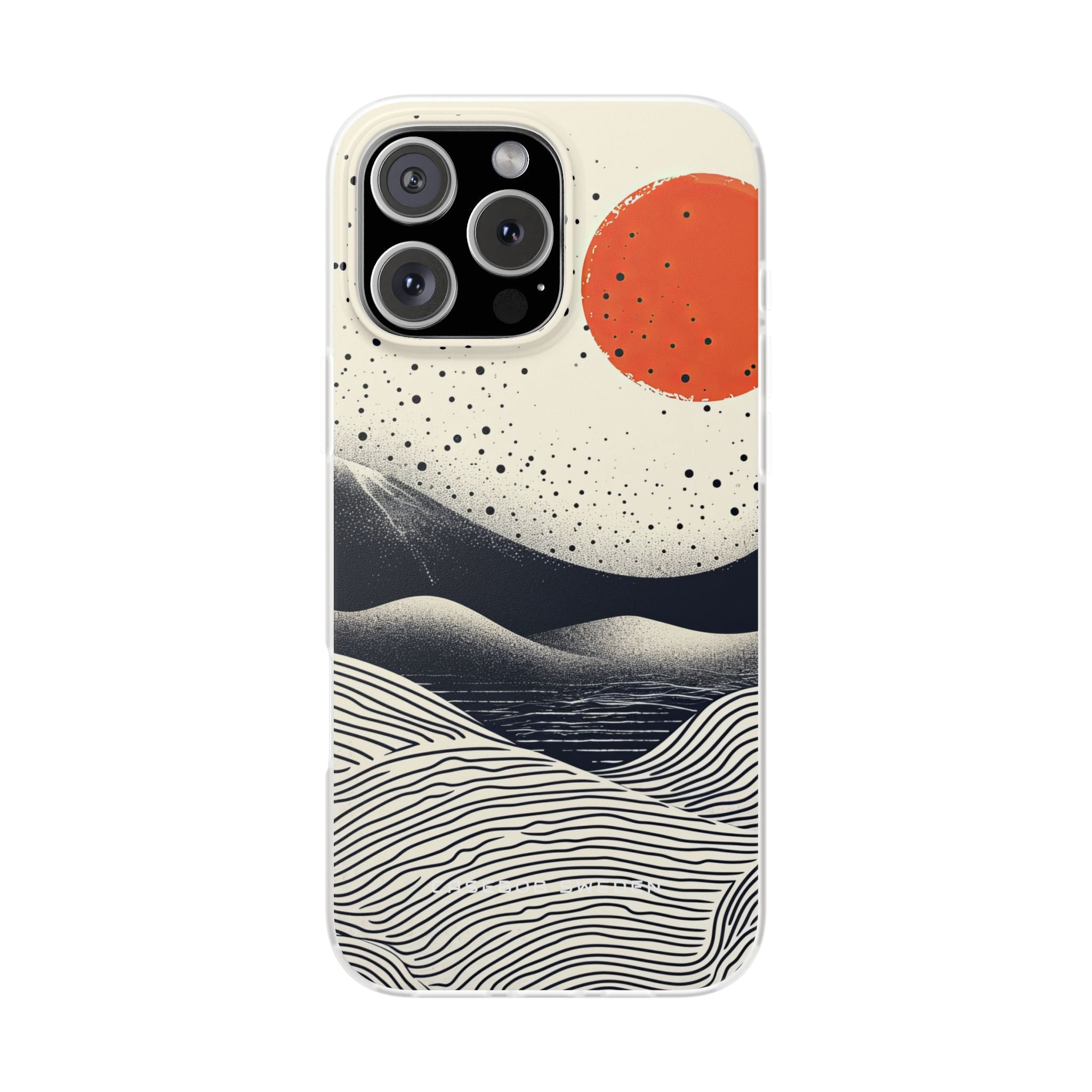 Red Sun Over Flowing Horizons iPhone 16 - Flexi Phone Case