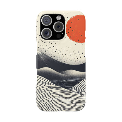 Red Sun Over Flowing Horizons iPhone 16 - Slim Phone Case