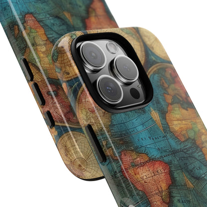 Vintage World Map iPhone 16 - Tough
