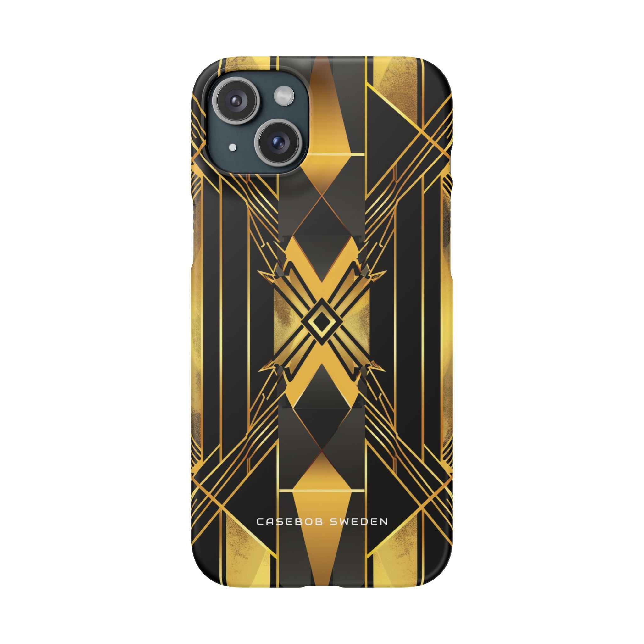 Golden Geometric Elegance iPhone 15 - Slim Phone Case