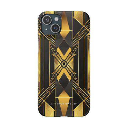 Golden Geometric Elegance iPhone 15 - Slim Phone Case