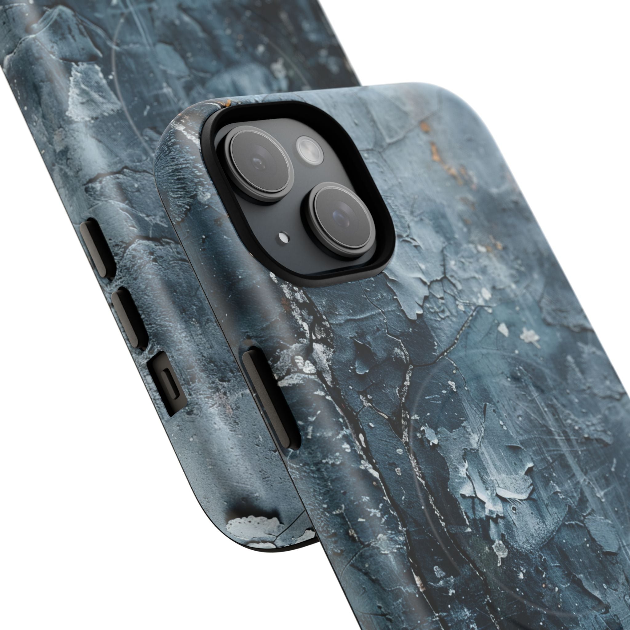 Weathered Blue Tapestry with Cracked Layers iPhone 15  Tough+ Phone Case