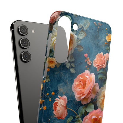 Blue Floral Elegance - Slim Samsung S23 Phone Case