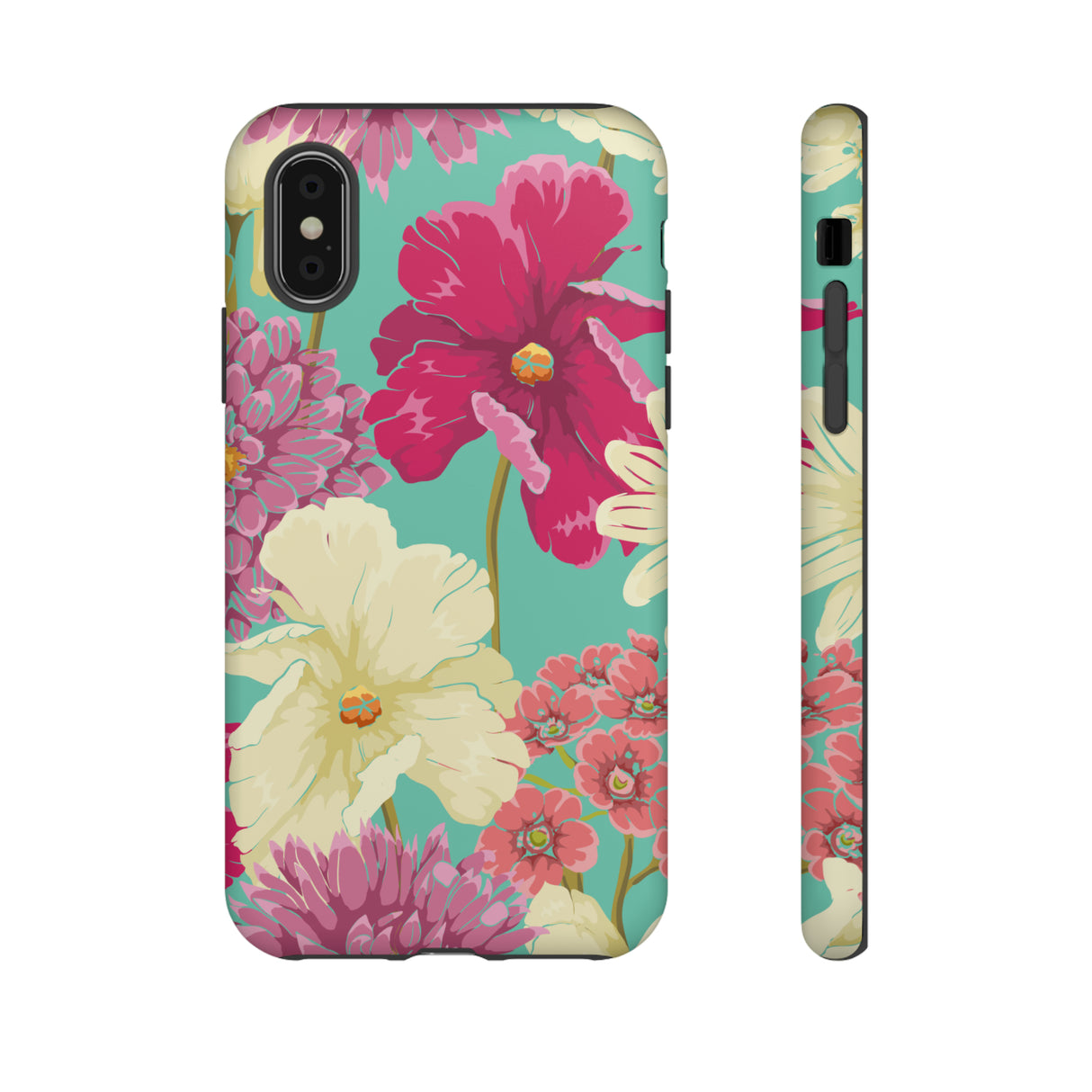 Colorful flowers in watercolor iPhone case (Protective) - Protective Phone Case