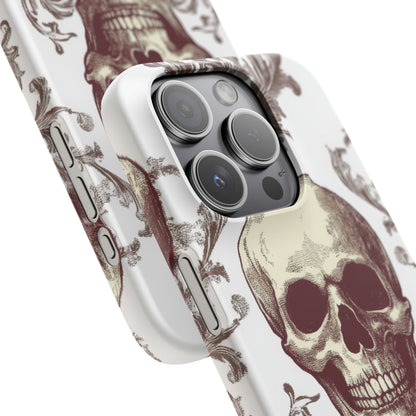 Gothic Skulls and Ornate Foliage iPhone 15 - Slim Phone Case