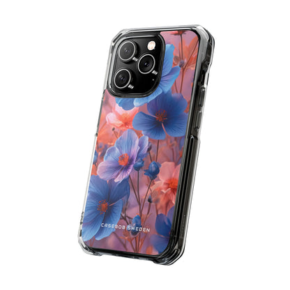 Harmonious Blooming Blues and Pinks iPhone 14 - Clear Impact Phone Case