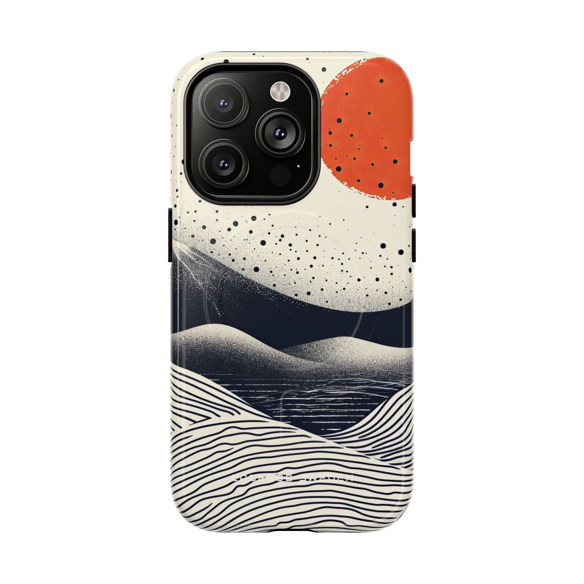 Red Sun Over Flowing Horizons iPhone 14 | Tough+ Phone Case