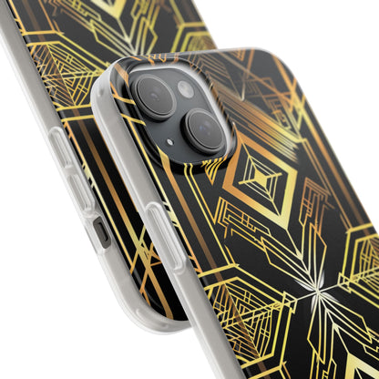 Golden Geometric Opulence iPhone 15 - Flexi Phone Case