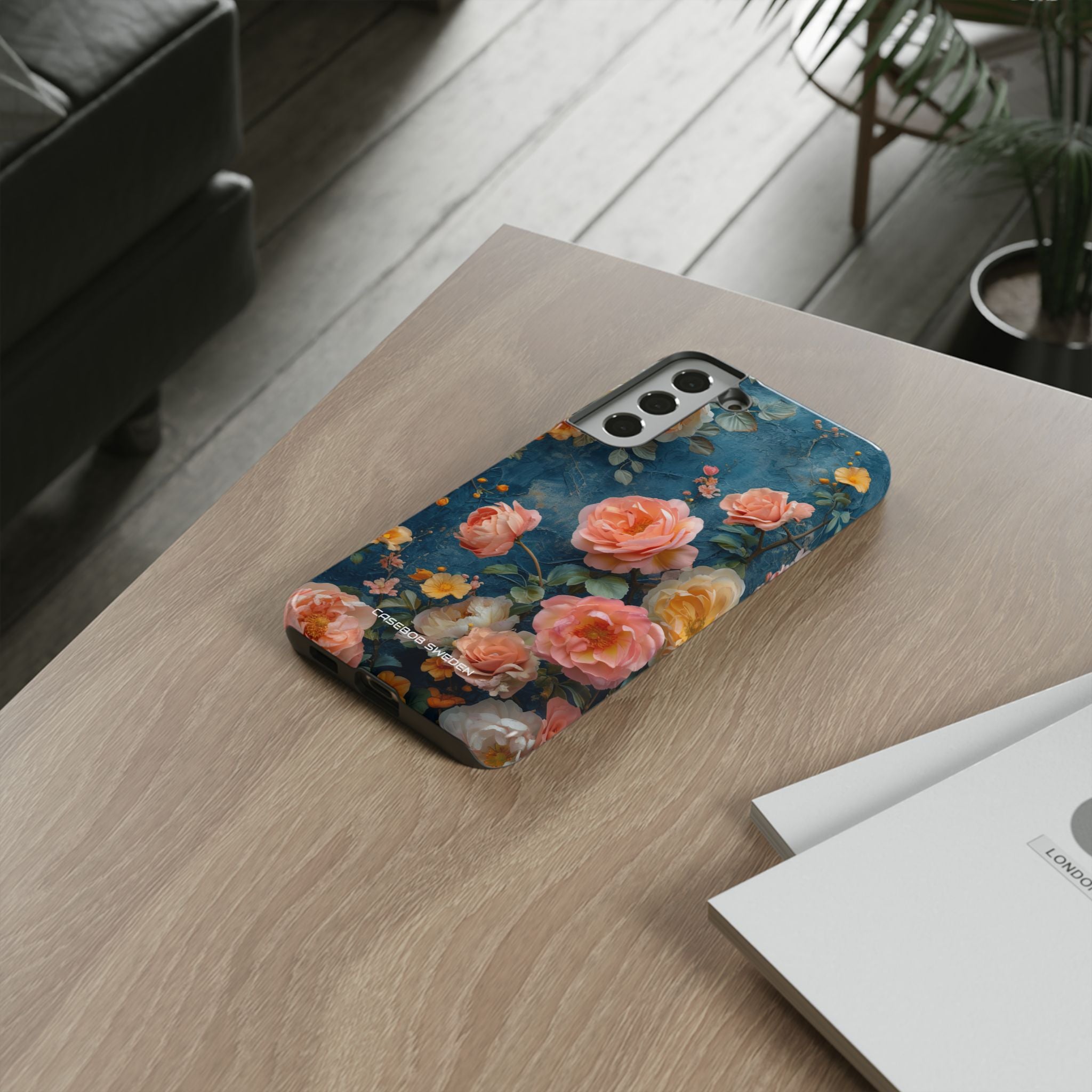 Blue Floral Elegance - Tough Samsung S22 Phone Case