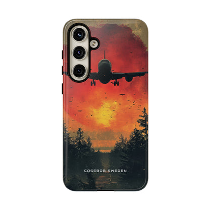 Vintage Sunset Airplane Silhouette Samsung S24 - Tough Phone Case