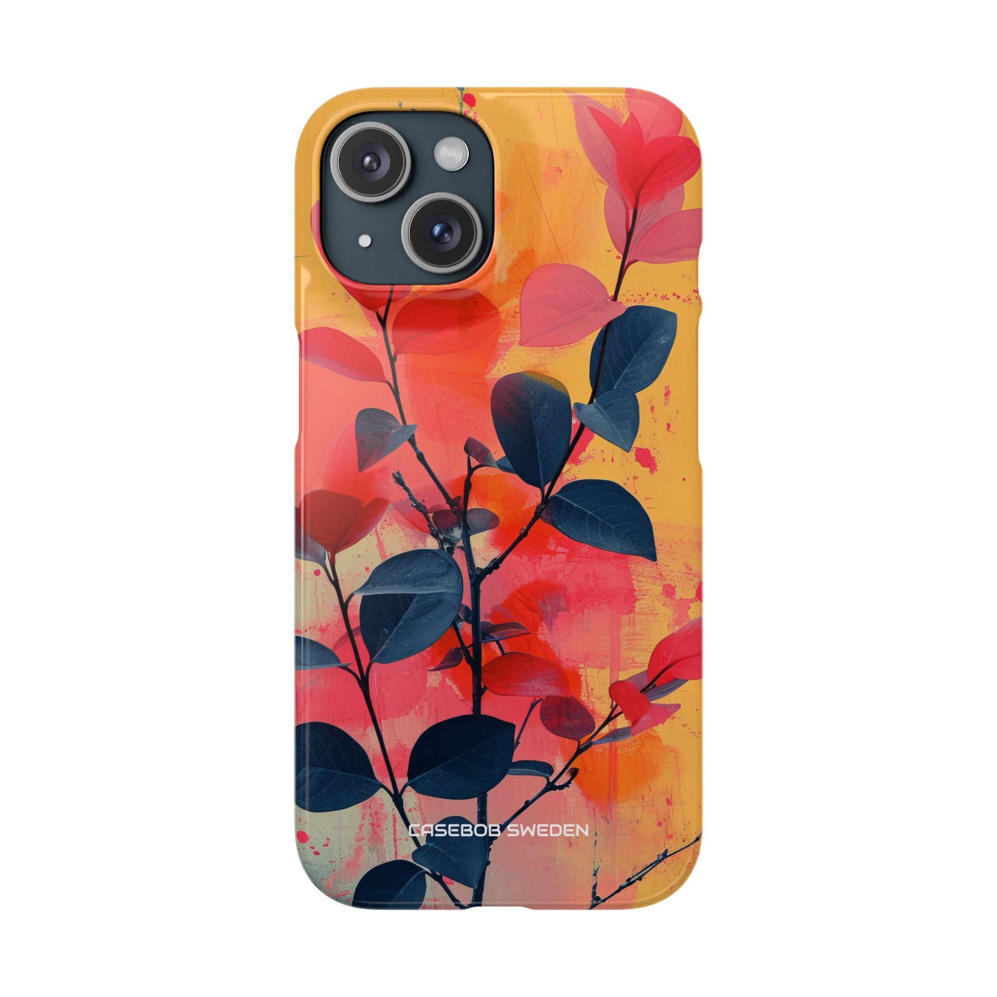 Yellow Botanical Splash - Slim iPhone 15 Phone Case