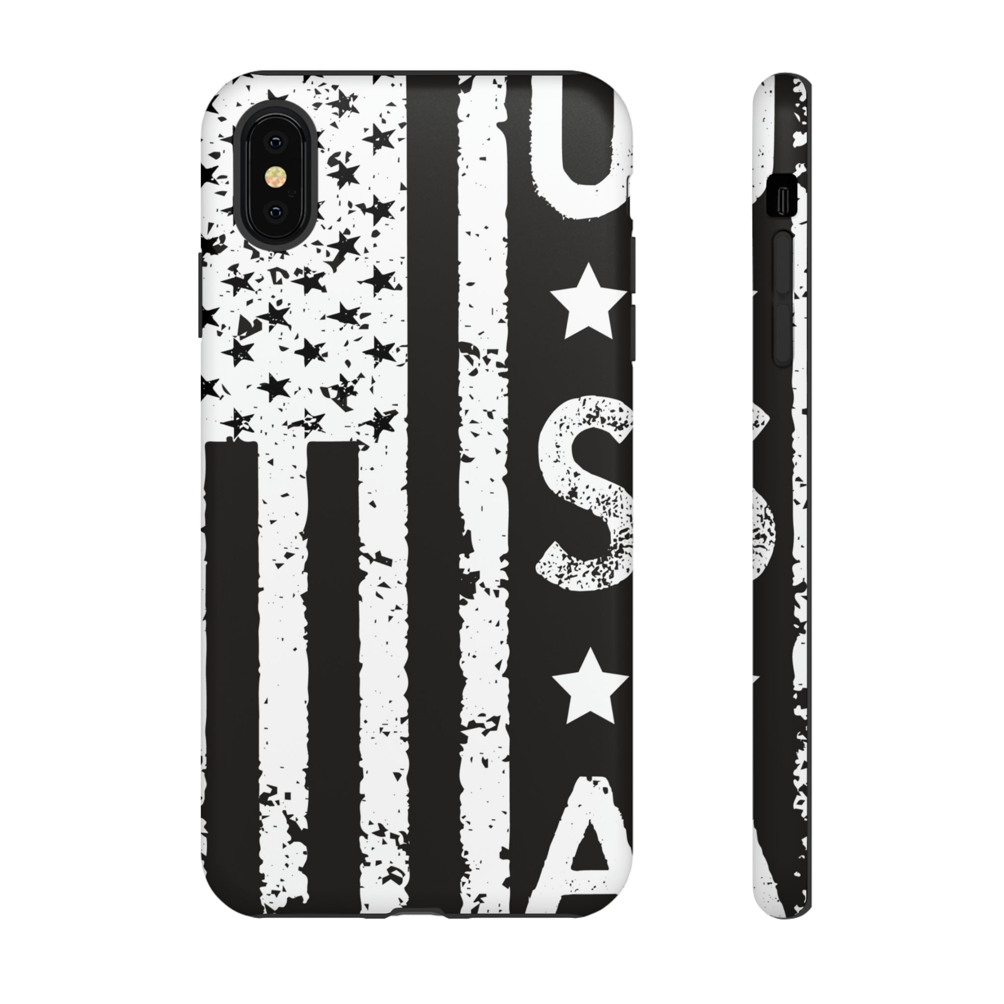 Black n White U.S Flag - Protective Phone Case