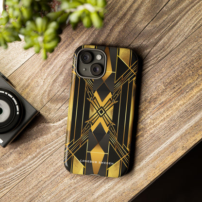 Golden Geometric Elegance iPhone 15 - Tough Phone Case