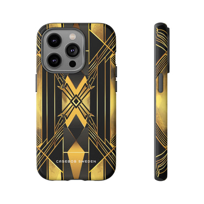 Golden Geometric Elegance iPhone 14 - Tough Phone Case