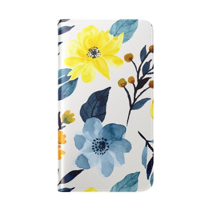 Keltainen sininen kukkaloisto - Samsung S23 -lompakkokotelo