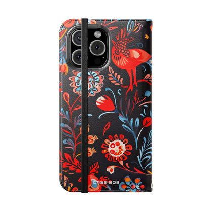 Folk Bird Flame - iPhone 16 Max Case - Wallet