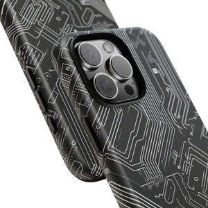 Circuitry Dreams: Abstract Black Design - for iPhone 16