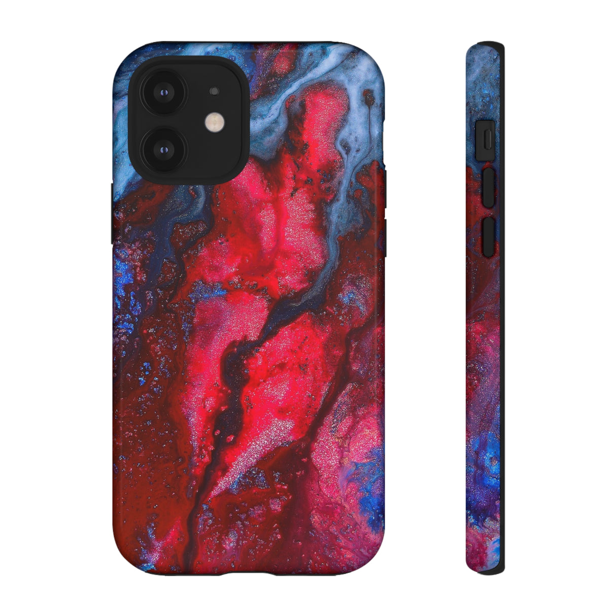 Neon Red Ink Art iPhone Case (Protective) iPhone 12 Glossy Phone Case