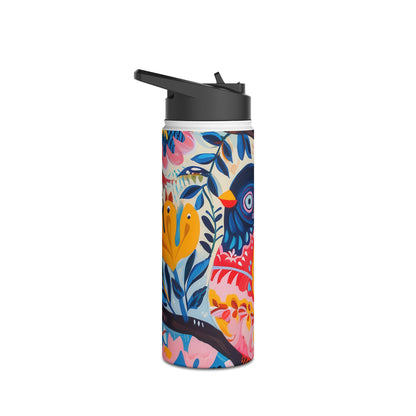 Ornate Owl Bloom - Stainless Steel Water Bottle