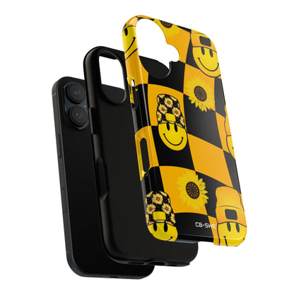 Joyful Checkered Smiles - iPhone Case