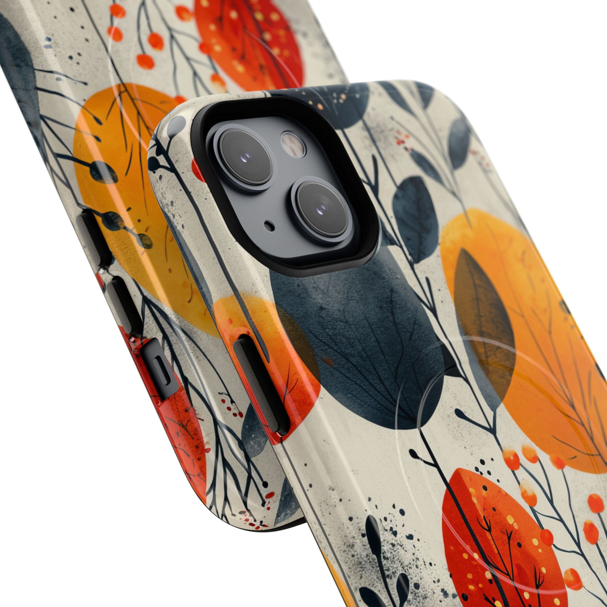 Modern Autumn Leaf Pattern - Tough + MagSafe® iPhone 14 Phone Case