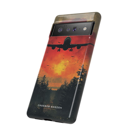 Vintage Sunset Airplane Silhouette Google Pixel 6 - Tough Phone Case