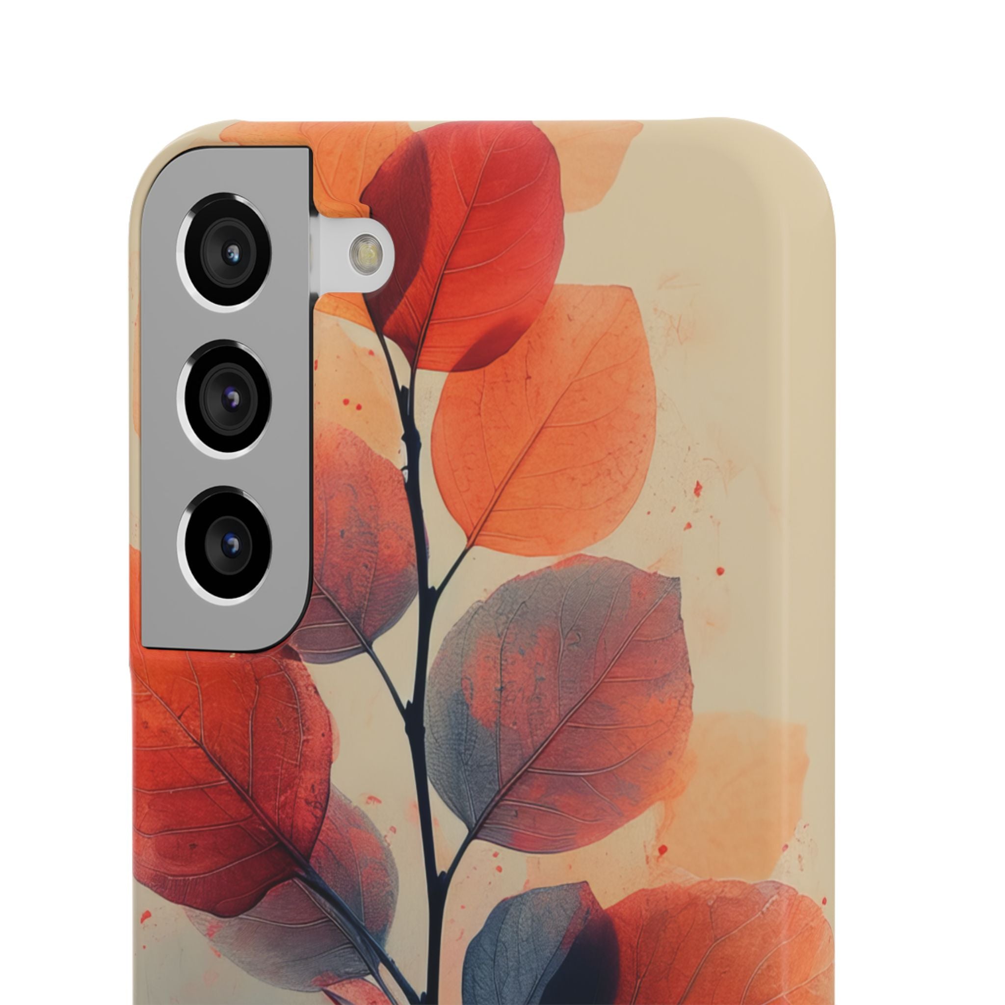 Orange Gray Leaves - Slim Samsung S22 Phone Case