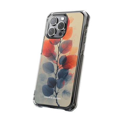 Orange Gray Leaves - Clear Impact iPhone 15 Phone Case