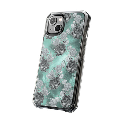 Teal Floral Elegance iPhone Case - Impact