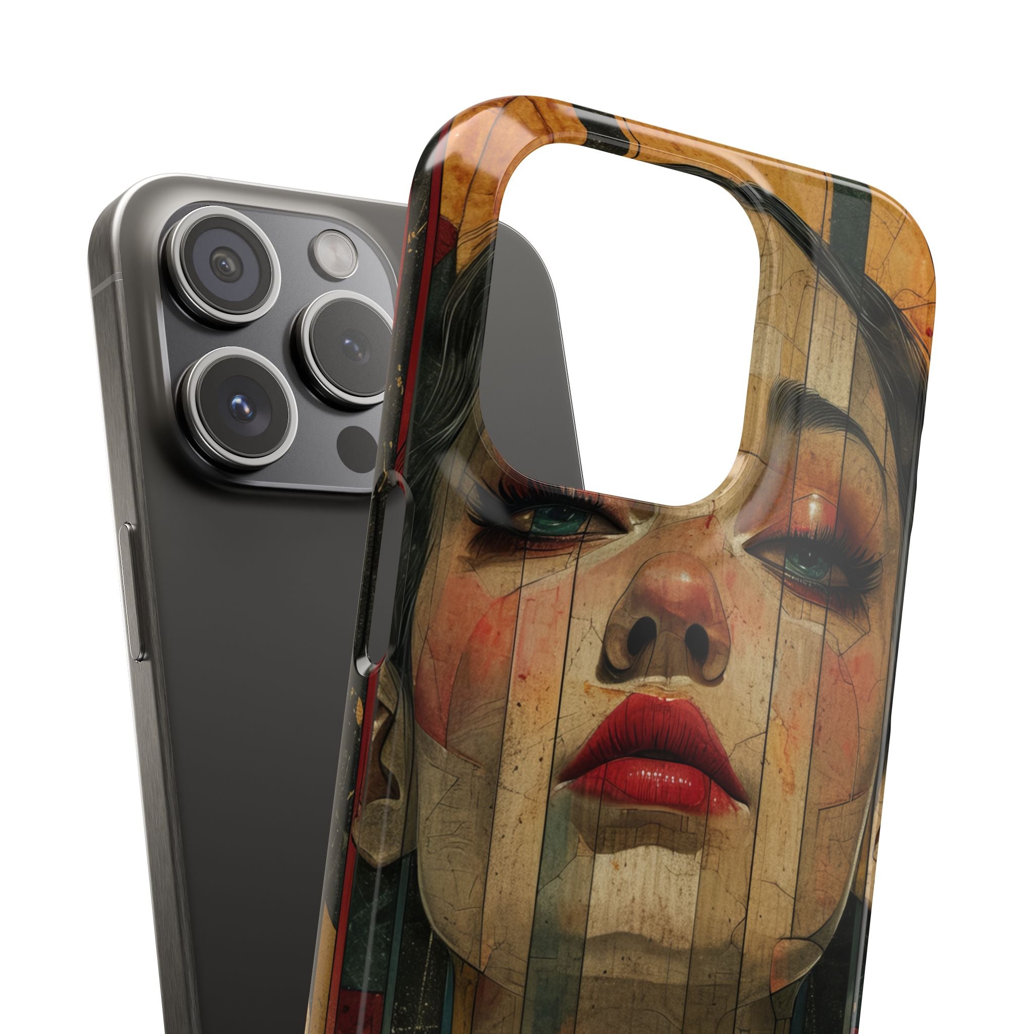 Bold Art Deco Portrait - Slim iPhone 15 Phone Case