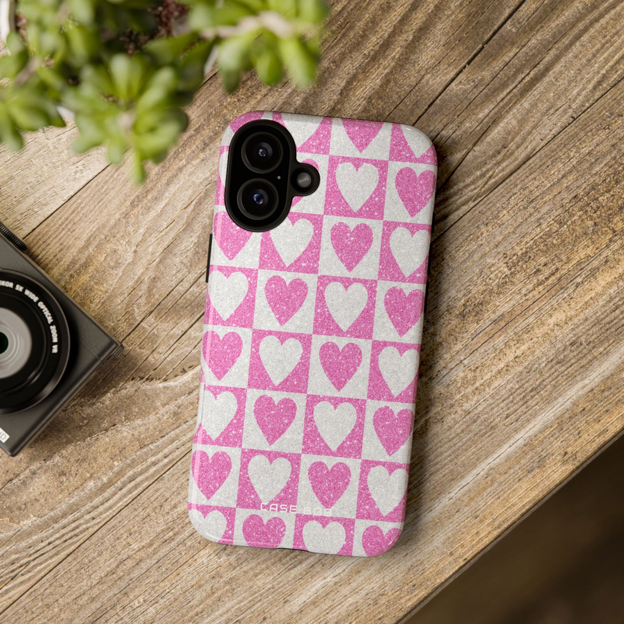 Glitter Hearts iPhone 16 Plus Case - Tough