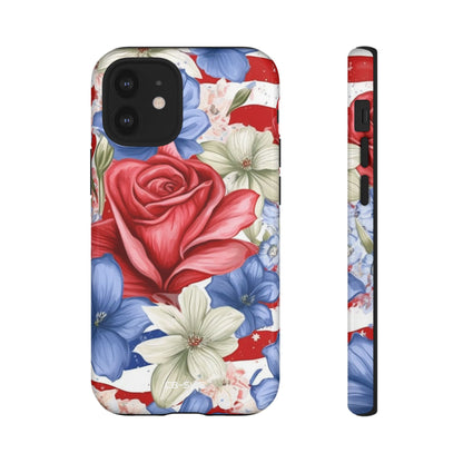 Roses Embrace Stripes - iPhone Case