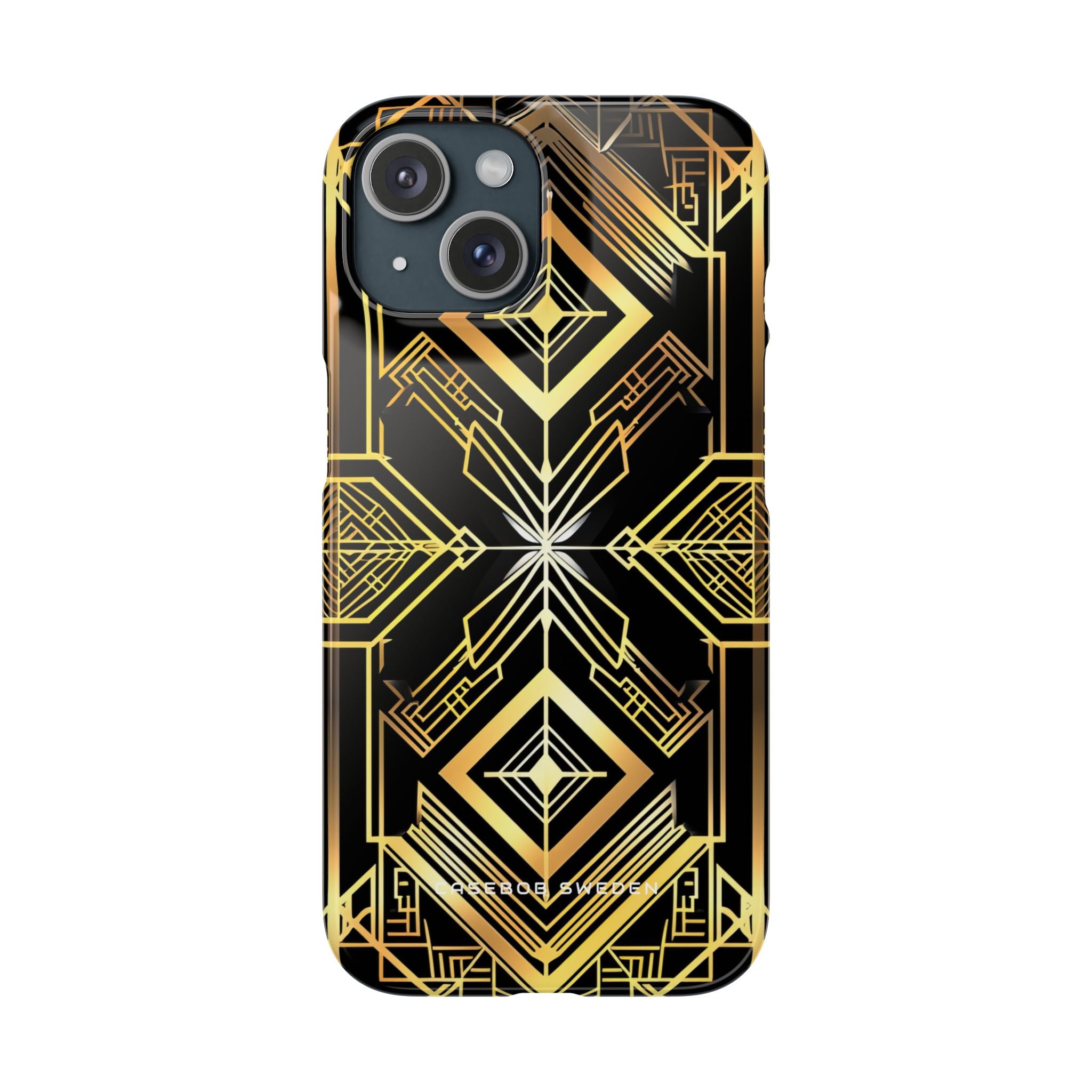 Golden Geometric Opulence iPhone 15 - Slim Phone Case