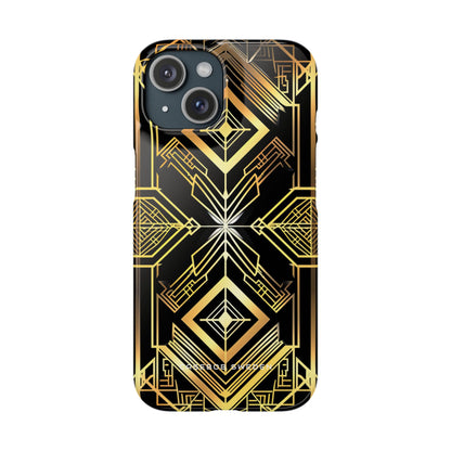 Golden Geometric Opulence iPhone 15 - Slim Phone Case