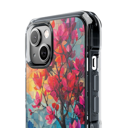 Vibrant Geometric Tree Landscape iPhone 14 - Clear Impact Phone Case