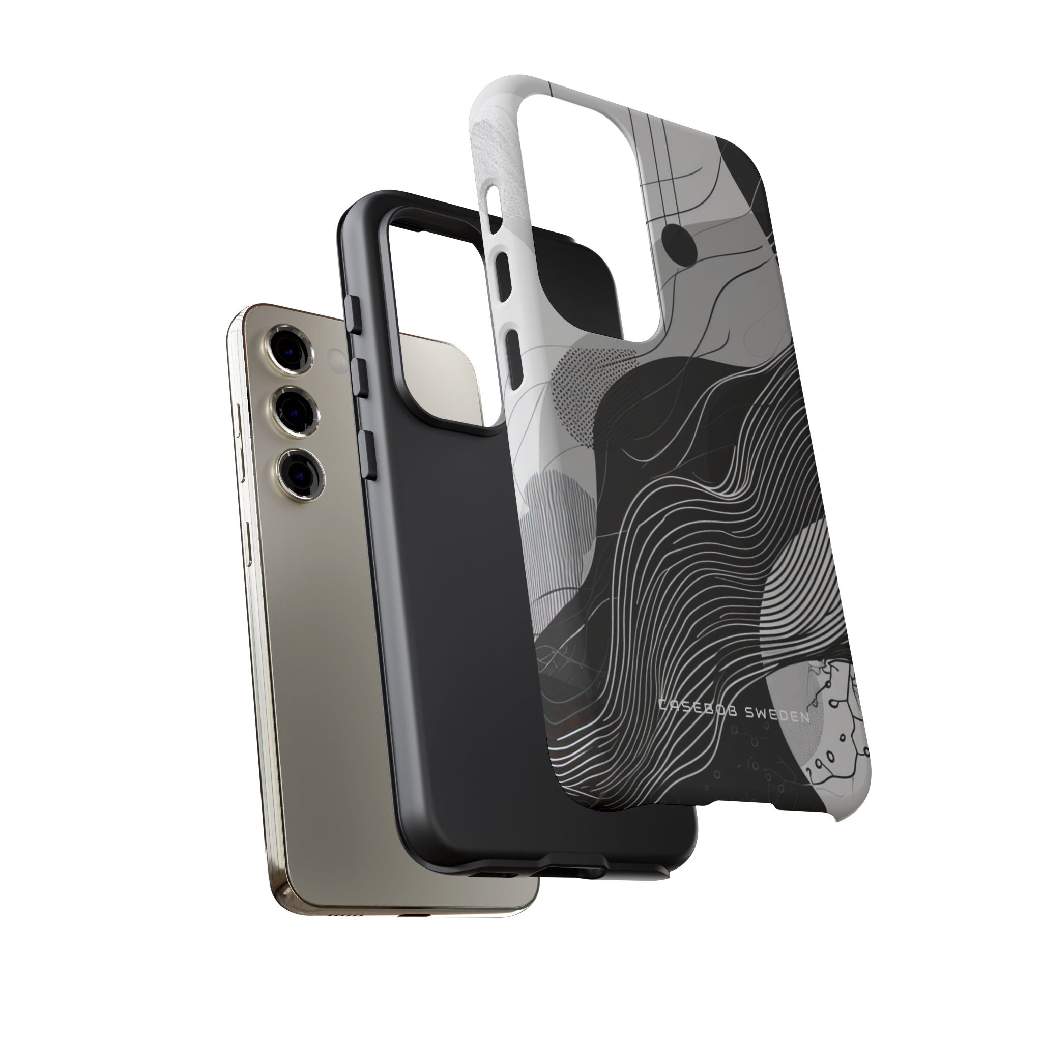 Fluid Rhythms: Monochrome Line Flow Samsung S23 - Tough Phone Case