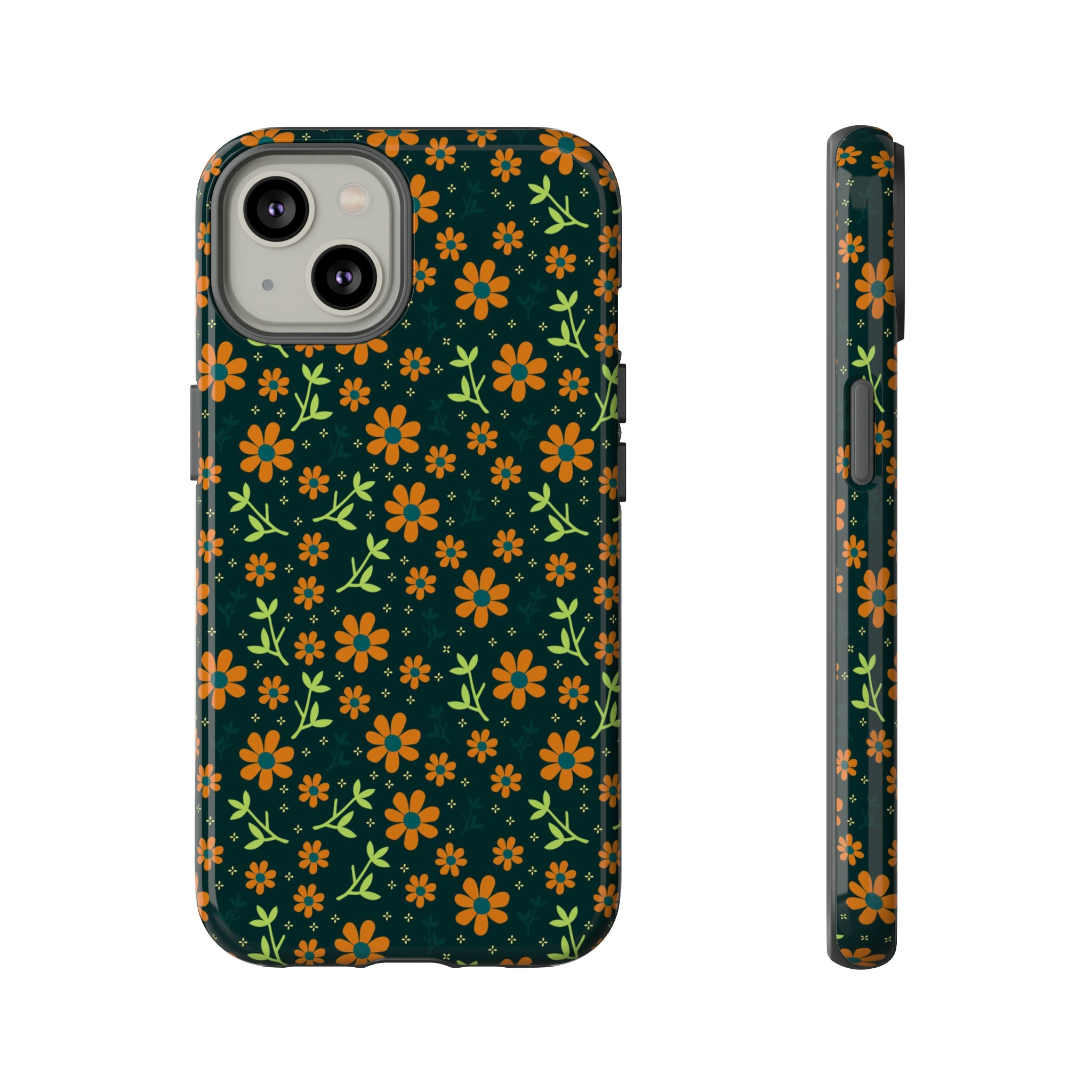 Green Flower Pattern - Protective Phone Case