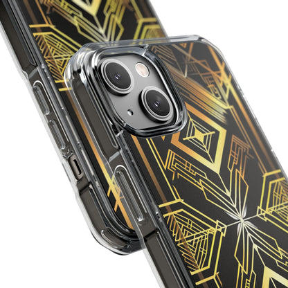 Golden Geometric Opulence iPhone 14 - Clear Impact Phone Case