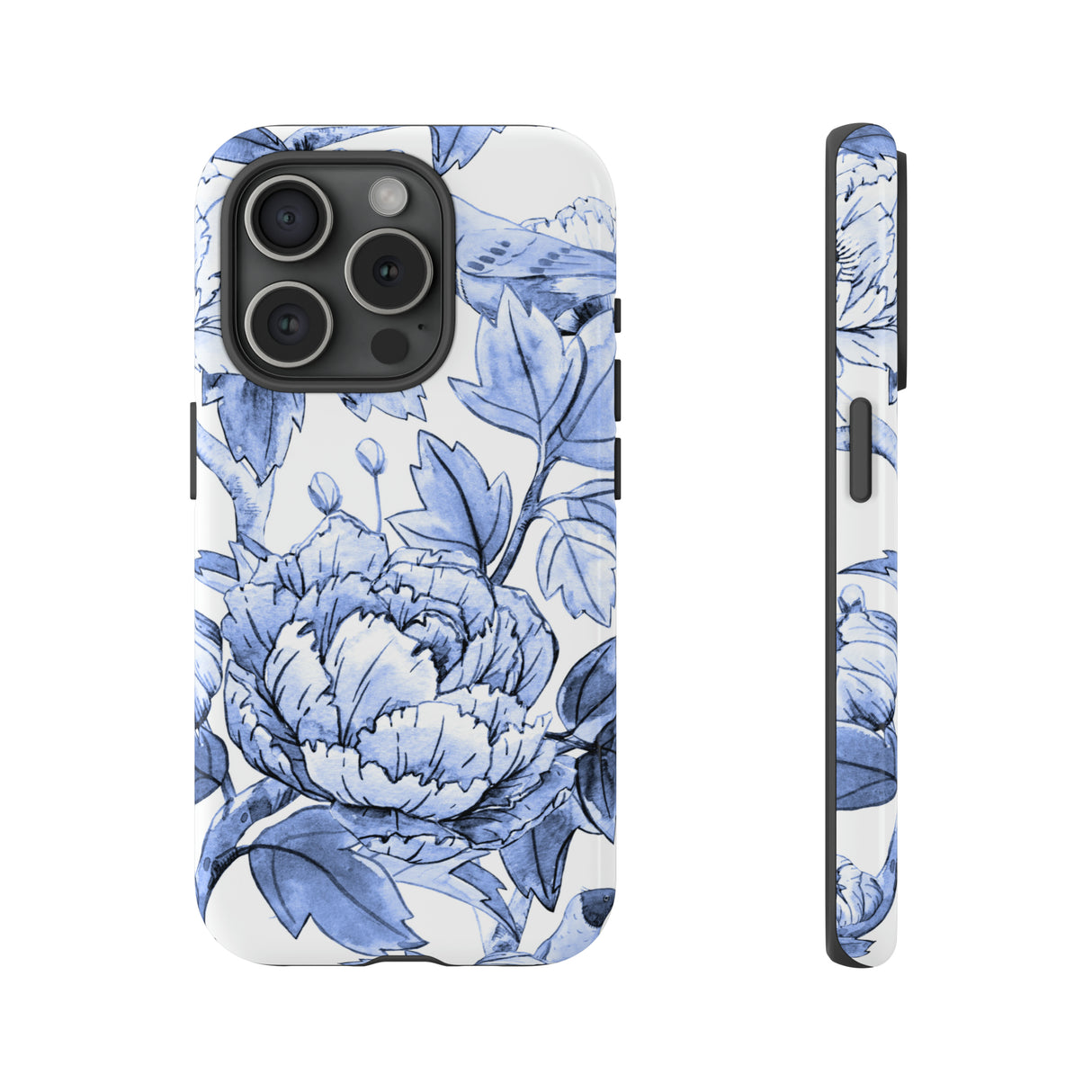 Watercolor Blue Floral - Protective Phone Case