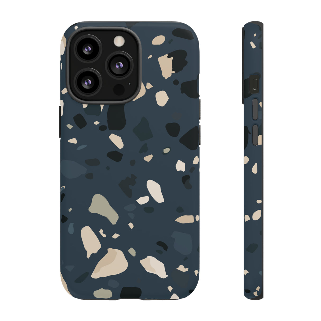 Dark Blue Terrazzo - Protective Phone Case