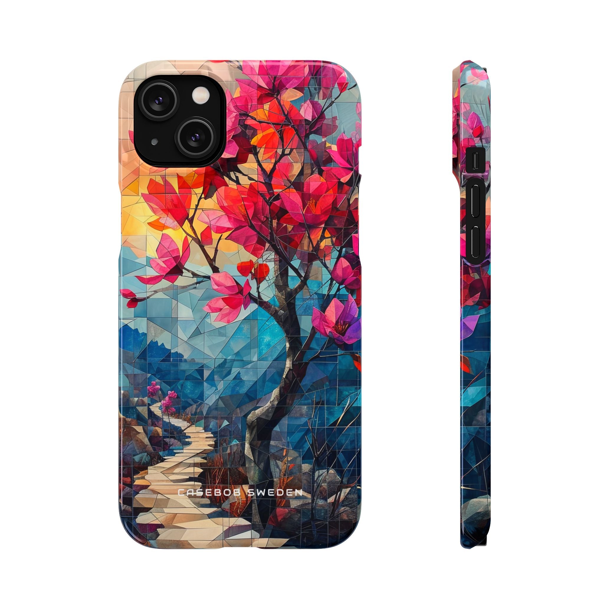 Vibrant Geometric Tree Landscape iPhone 14 - Slim Phone Case