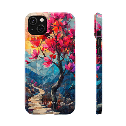 Vibrant Geometric Tree Landscape iPhone 14 - Slim Phone Case