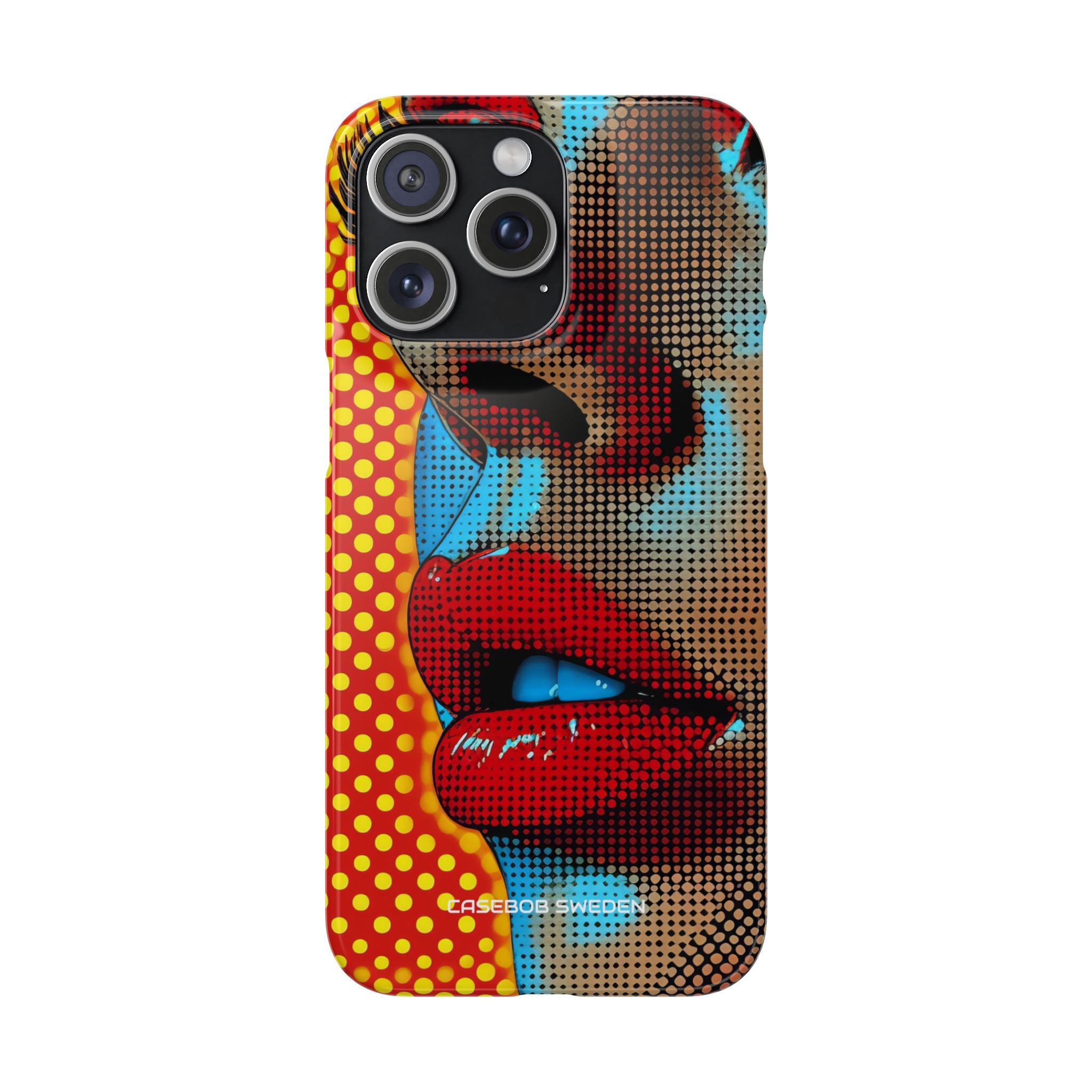 Yellow Red Pop Art Portrait - Slim iPhone 15 Phone Case