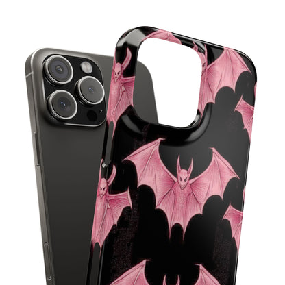 Gothic Pink Bats Aflame iPhone 16 - Slim Phone Case