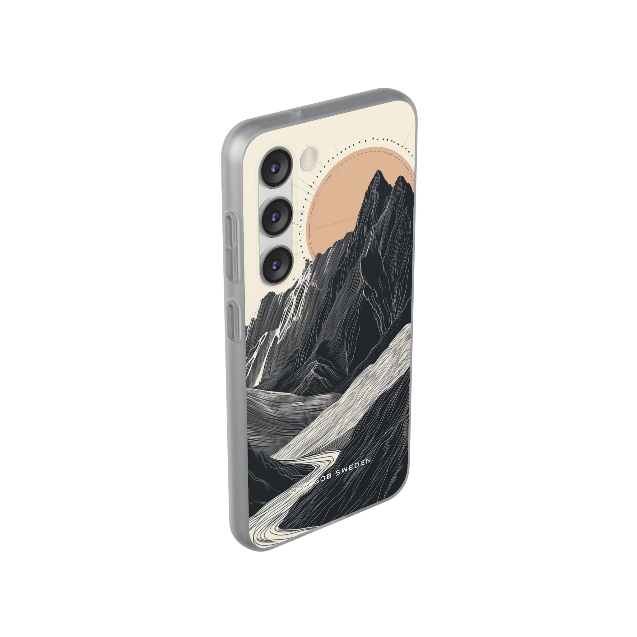 Minimalist Mountain Landscape with Flowing River Samsung S23 - Flexi Phone Case