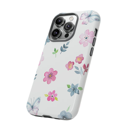 Vintage flowers and butterflies iPhone case - Protective Phone Case