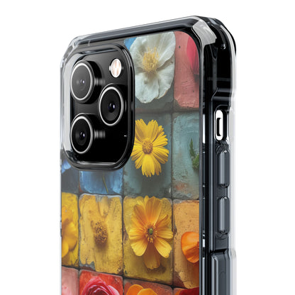 Vibrant Floral Tiles - Clear Impact iPhone 14 Phone Case