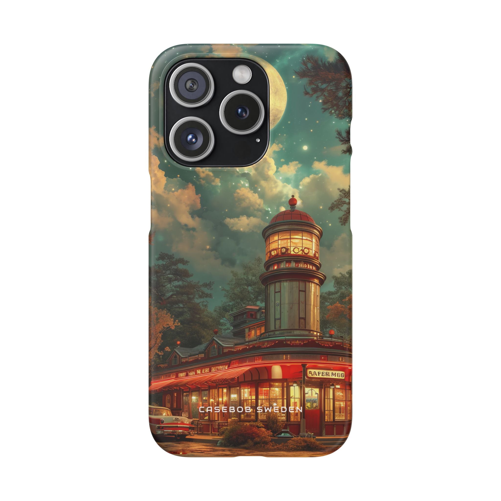 Vintage Moonlit Diner Fantasy iPhone 15 - Slim Phone Case