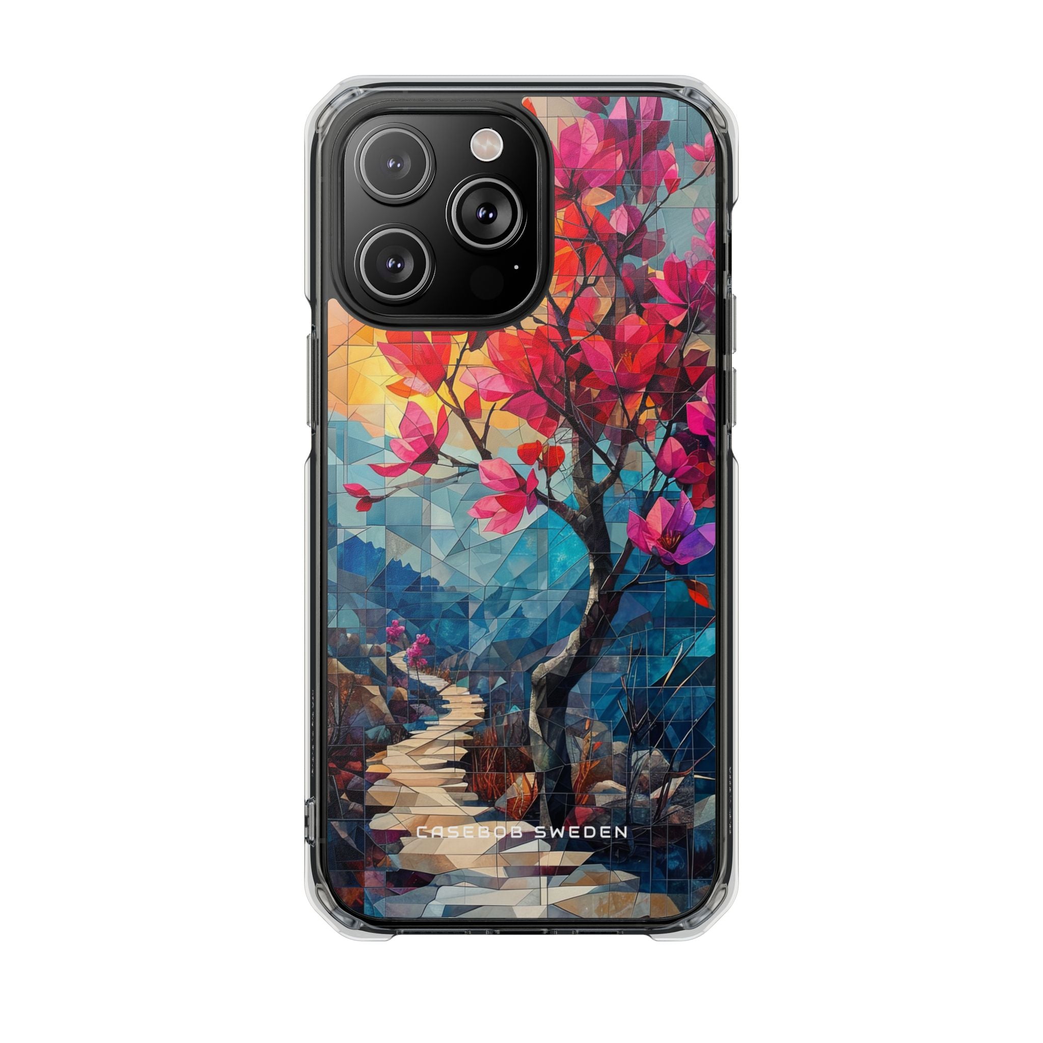 Vibrant Geometric Tree Landscape iPhone 14 - Clear Impact Phone Case