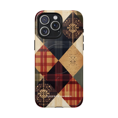 Rustic Geometric Patchwork Harmony iPhone 15 | Tough+ Phone Case